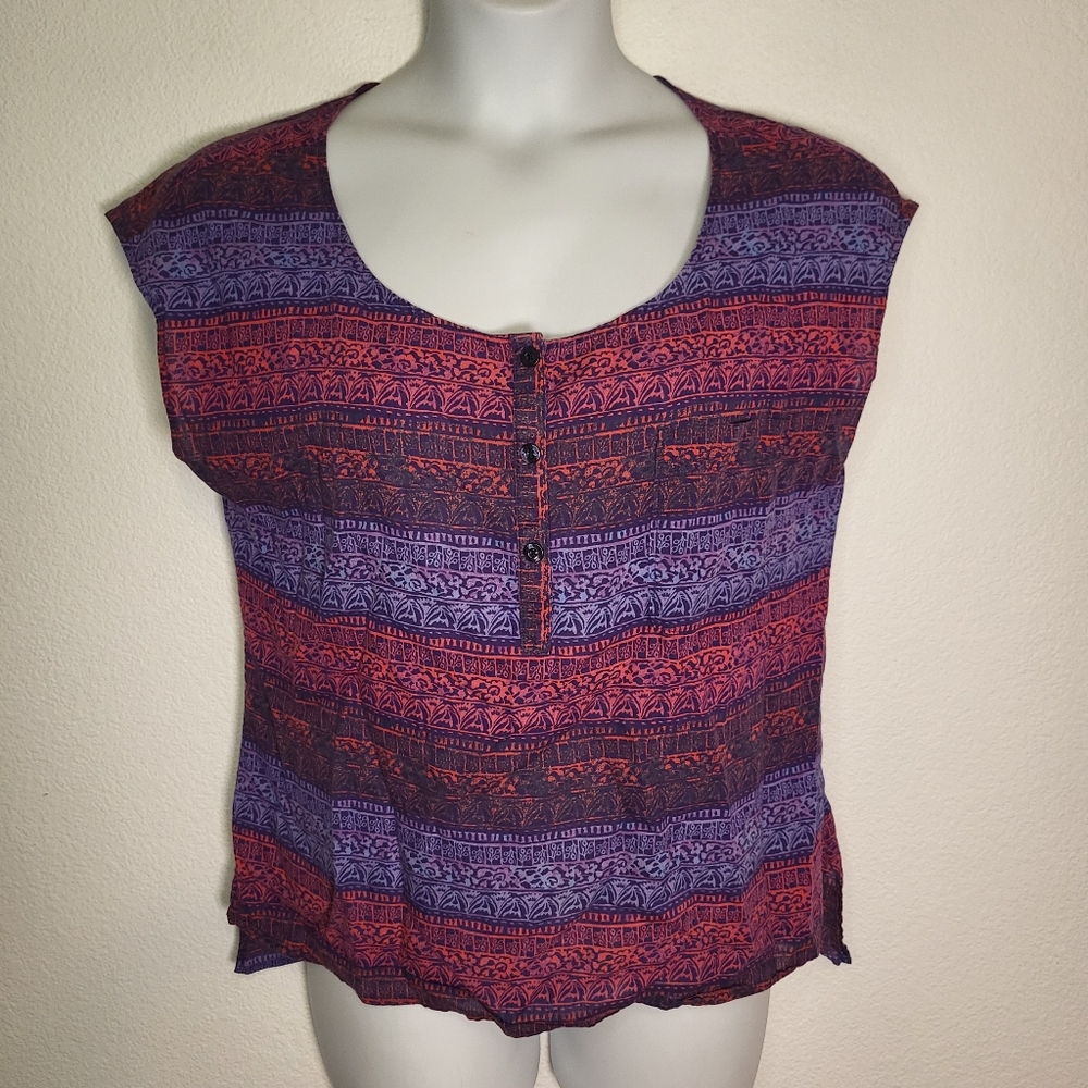 Patagonia Cap Sleve Half Button Blouse size 14